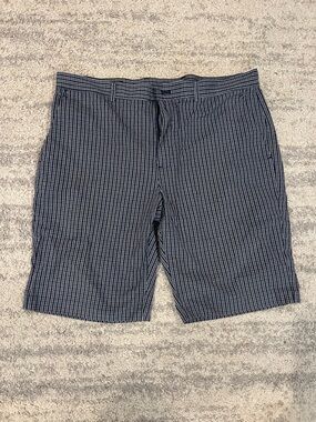 Michael Kors Navy and White Plaid Waistband Shorts